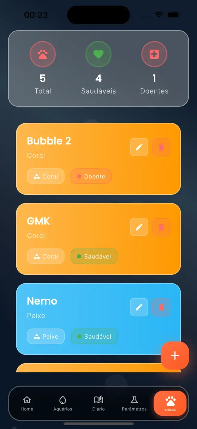 ReefFlow - Ficha de peixe para aquário: como registrar comportamento e histórico